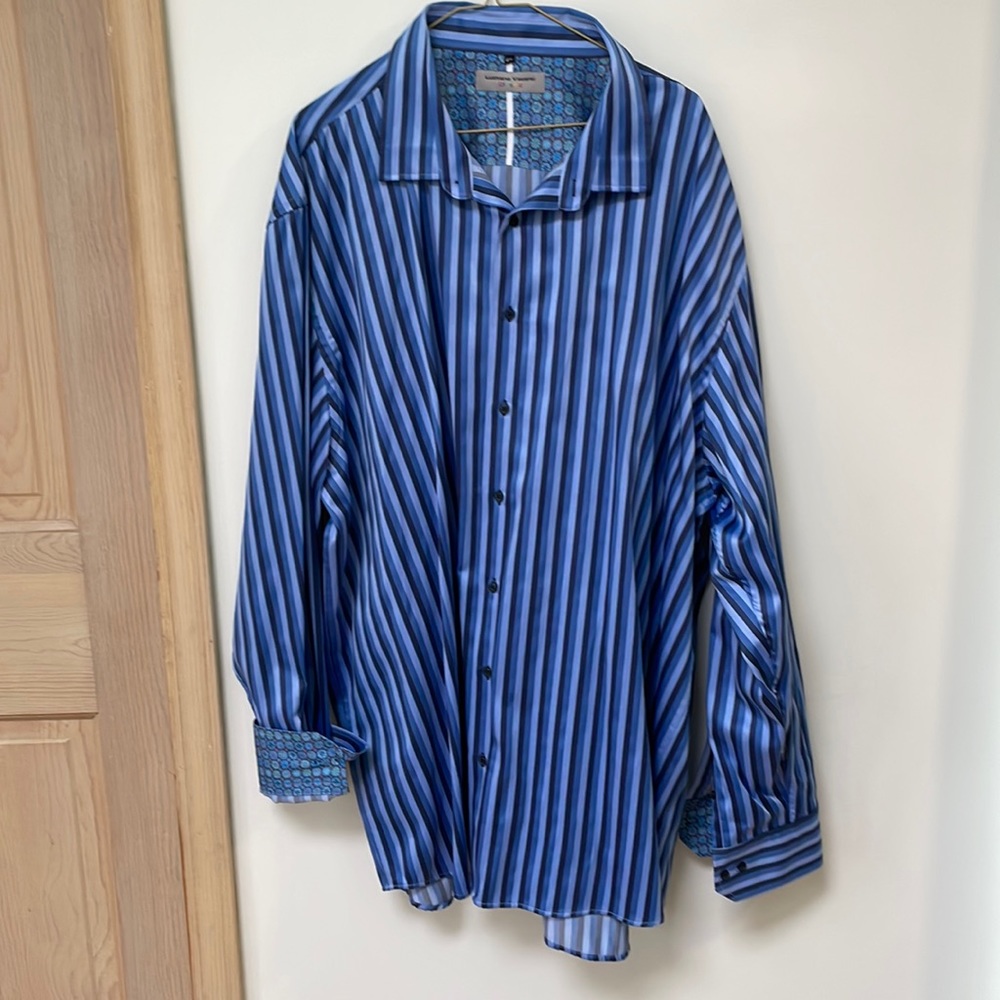 Luchiano Visconti stripe flip cuff Button Front Shirt